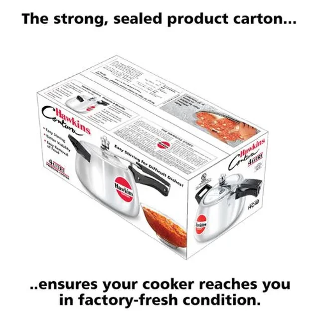 Hawkins Contura Aluminium Inner Lid Pressure Cooker - With Handle, Silver, HC40, 4 l-5.webp